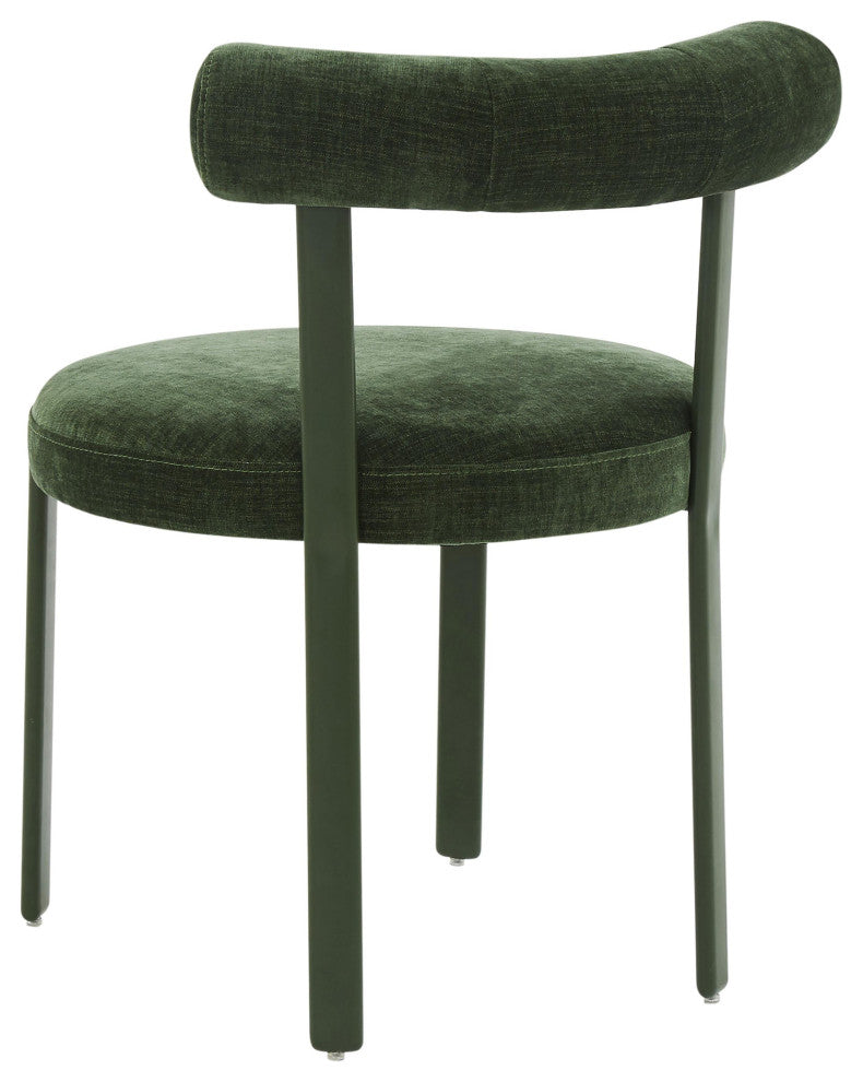 Margaret Forest Green Textured Chenille Bolster Back Dining Chair
