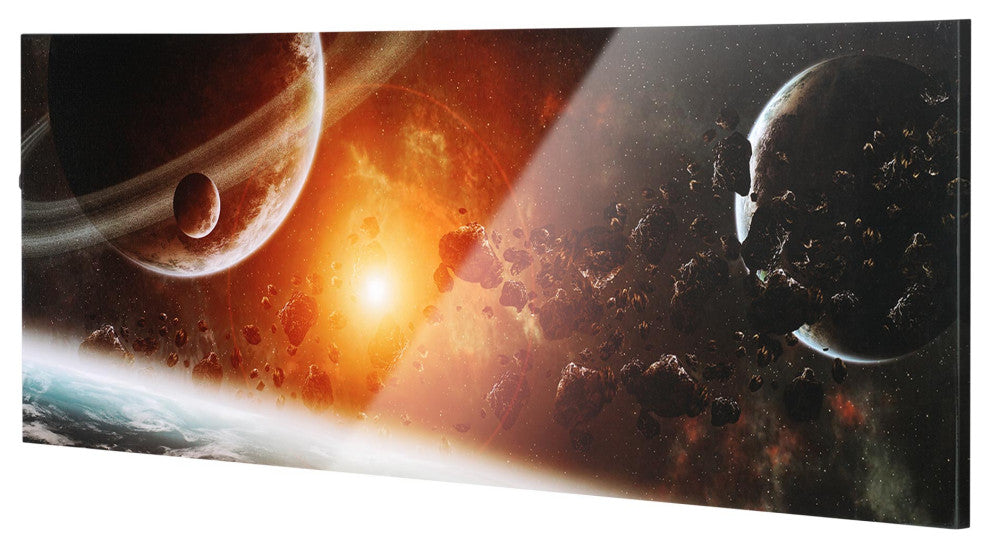 Solar System Glossy Lacquer Canvas Wall Art Print Panel 48" x 18"