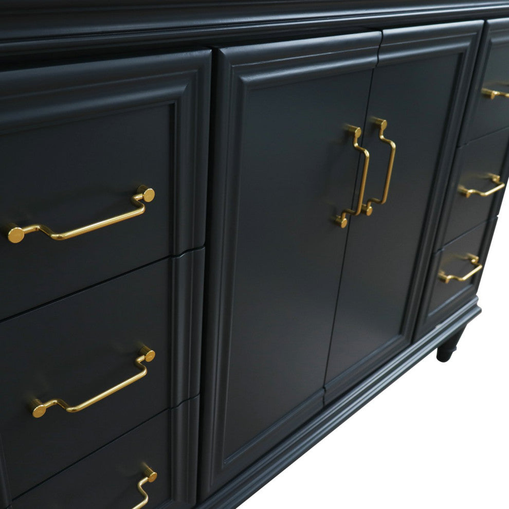 49" Single Sink Vanity, Dark Gray Finish With Black Galaxy Granite