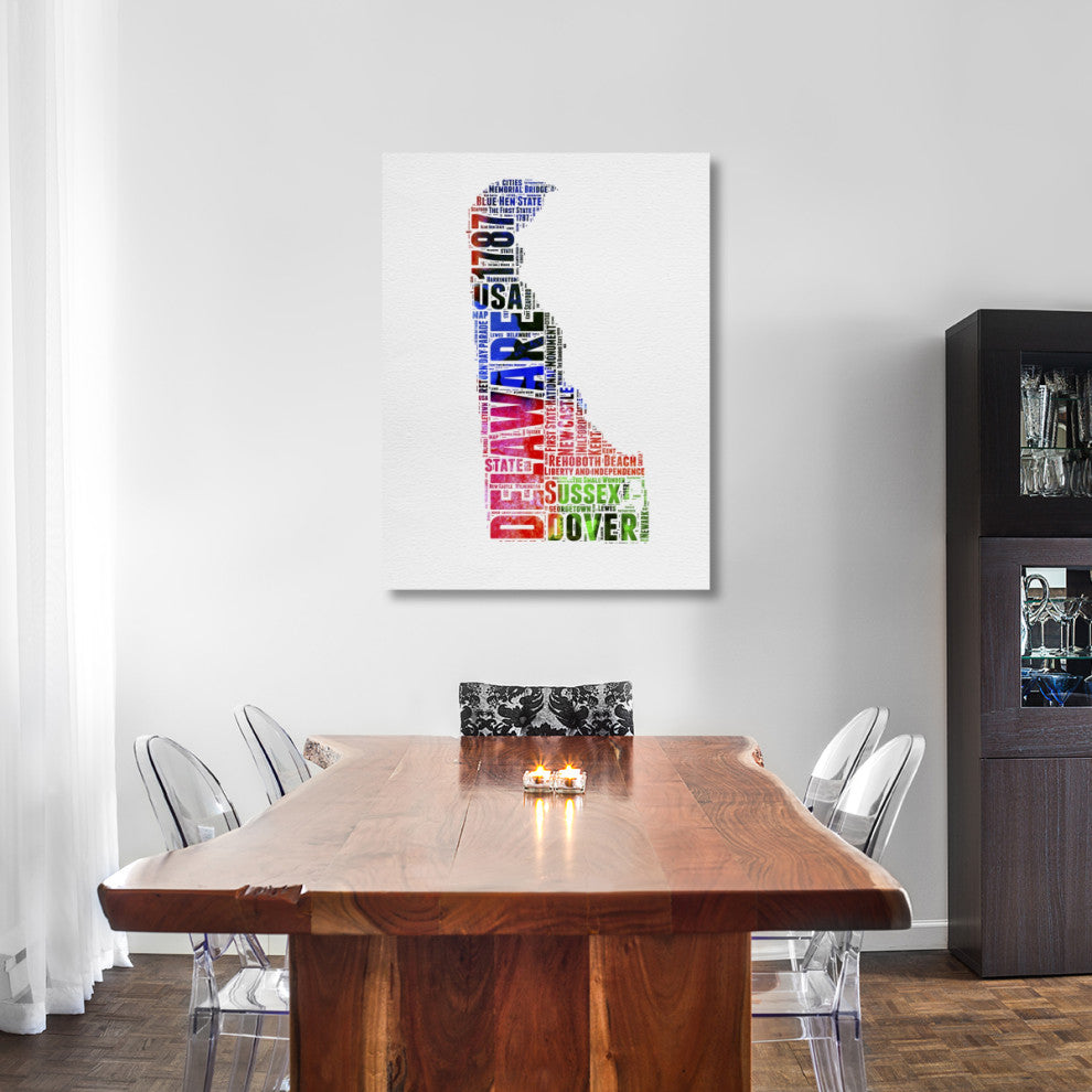 "Delaware Watercolor Word Cloud" Fine Art Print