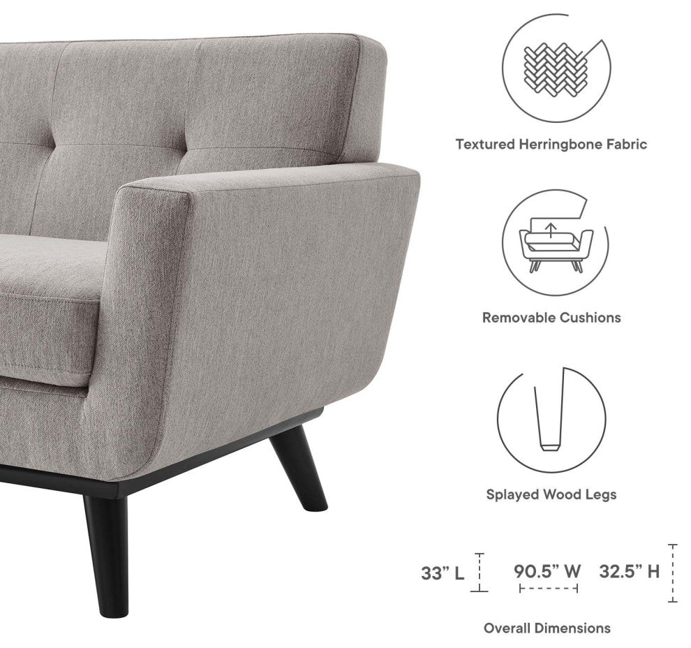 Sofa, Gray, Fabric, Modern, Mid Century Living Hotel Lounge Cafe Lobby