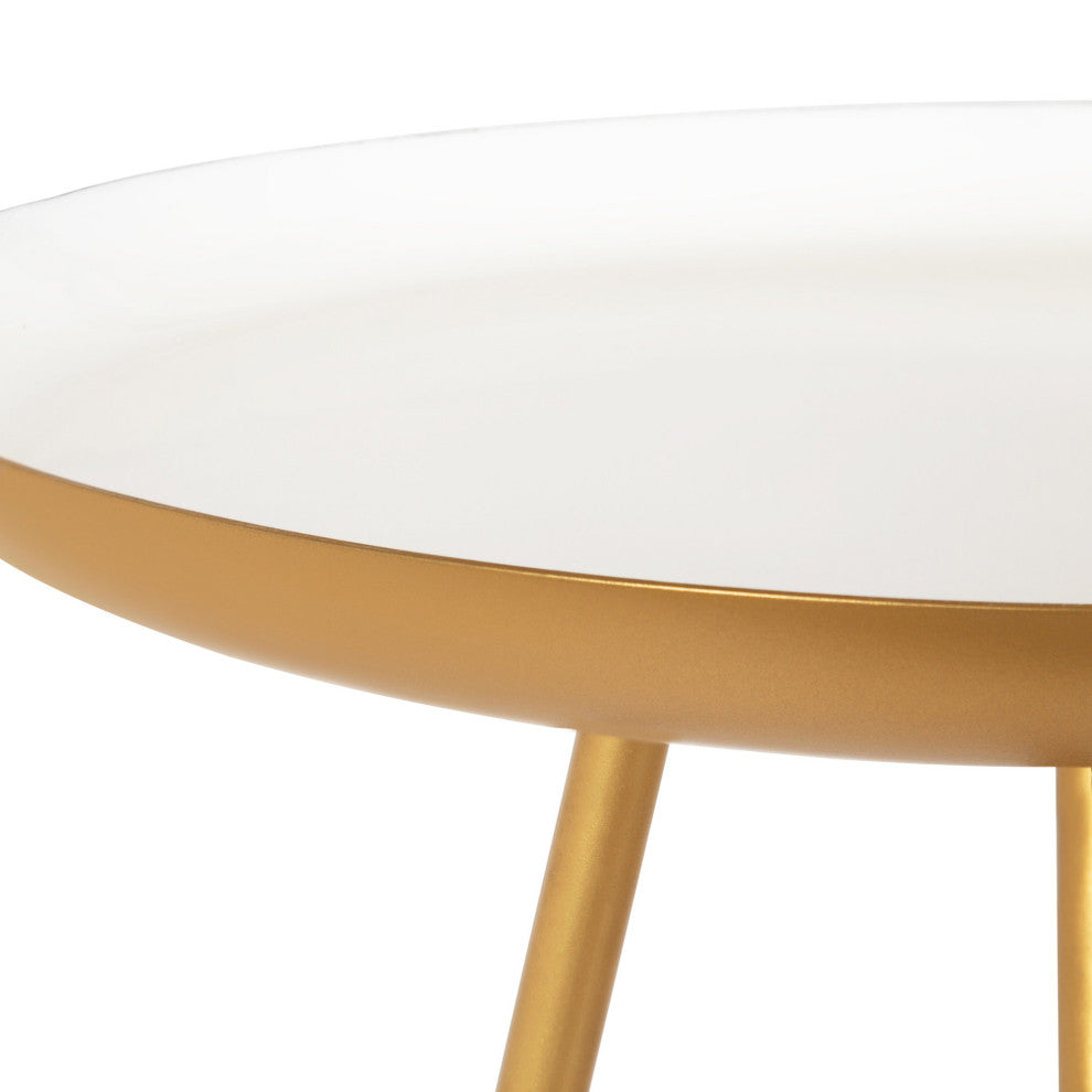 Laranya Round Metal Side Table, Gold