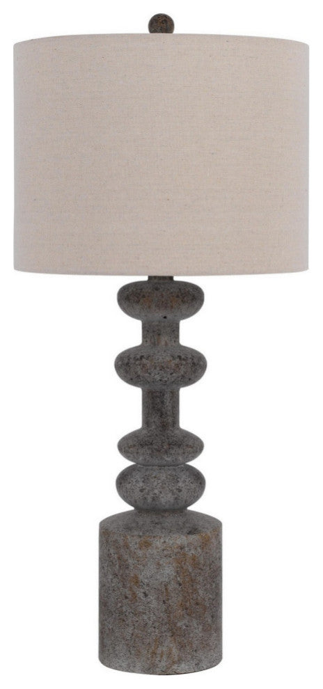 31 Inch Accent Table Lamp, Resin Turned Base, Set of 2, Beige, Gray