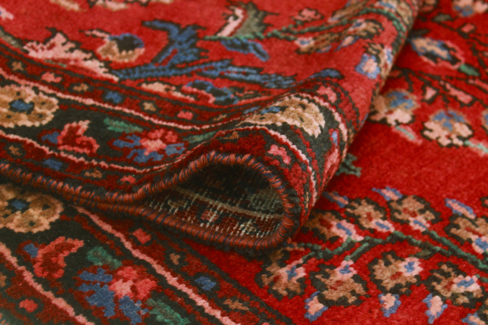 Fine Vintage Distressed Thiago Red/Charcoal Runner, 3'4 x 8'7