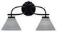 Cavella 2 Light Bath Bar In Matte Black Finish, 7" Gray Matrix Glass