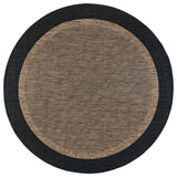 Dania Transitional Solid Border Black/Gold Round Indoor/Outdoor Area Rug, 5'