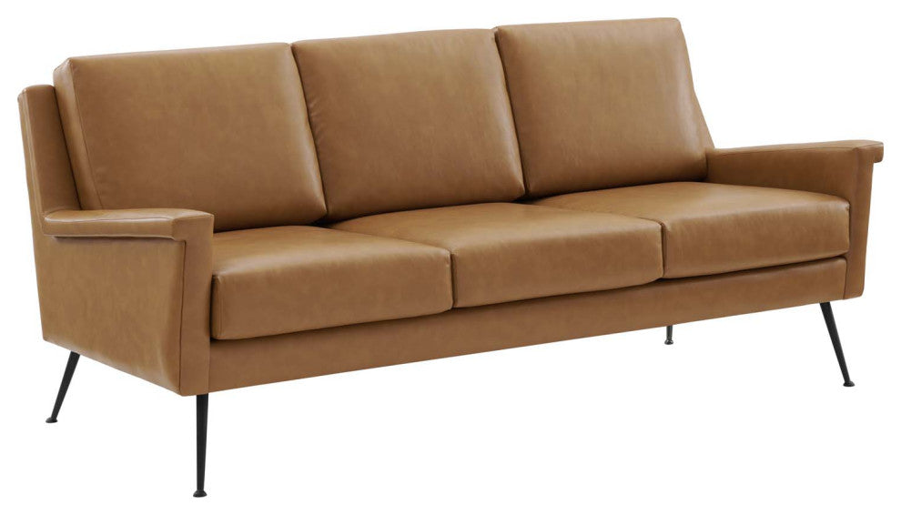 Chesapeake Vegan Leather Sofa-Black Tan