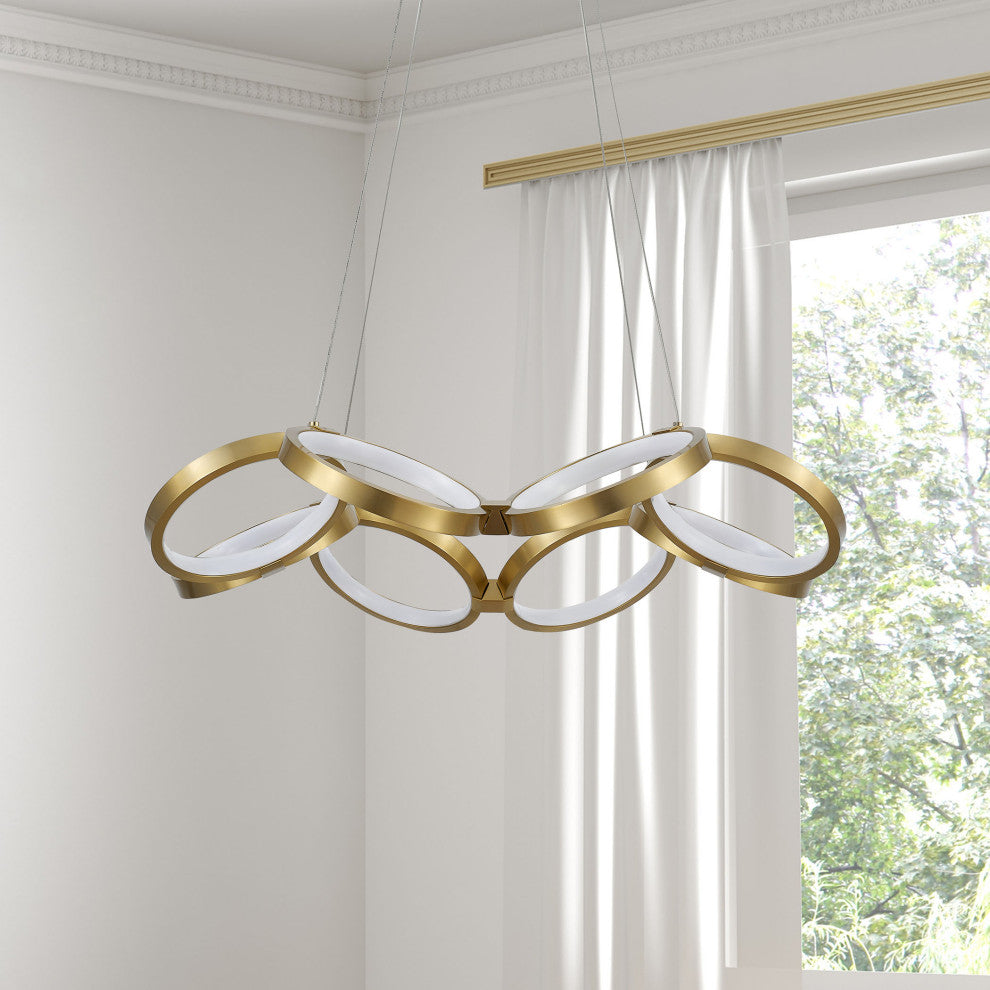 Philo Modern 1 Light Aged Brass White Metal Chandelier