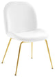 Scoop Gold Stainless Steel Leg Performance Velvet Dining Chair - White
