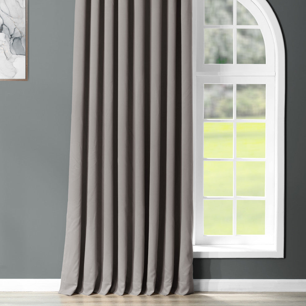 Neutral Gray Grommet Doublewide Room Darkening Curtain Single Panel, 100"x96"