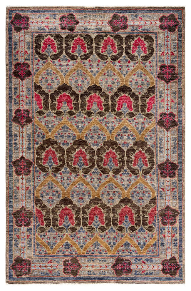Overdyed, One-of-a-Kind Hand-Knotted Area Rug Beige, 5'0"x7'7"