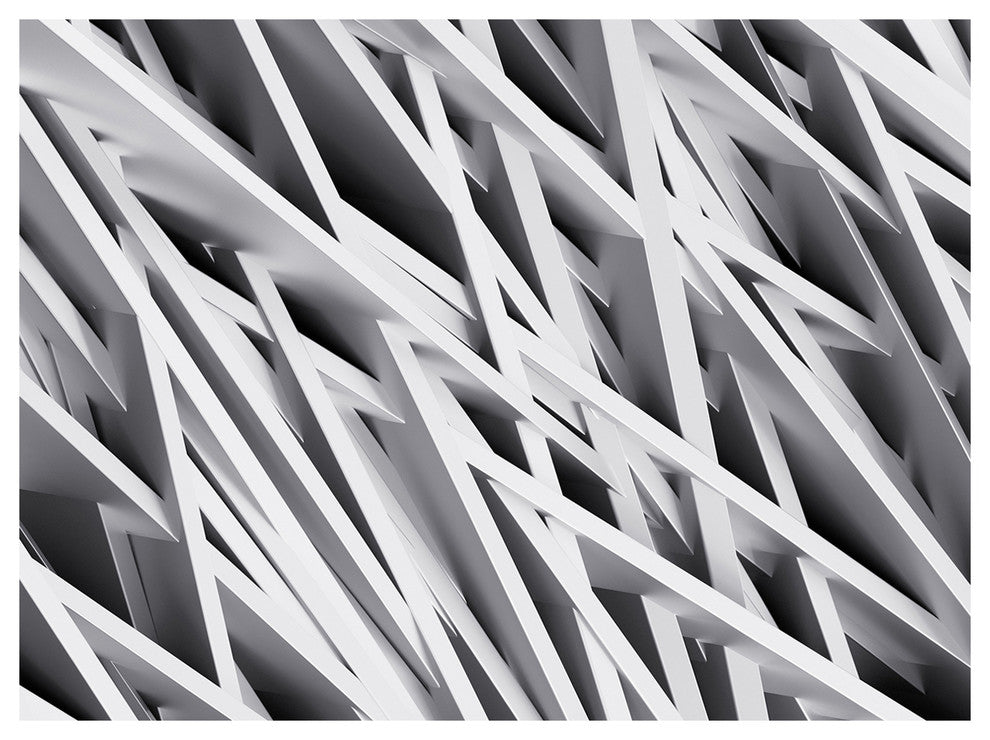 White Geometric, Abstract Canvas Art Print, 40"x30"