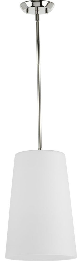 Clarion Collection One-Light Polished Nickel Etched White Transitional Pendant