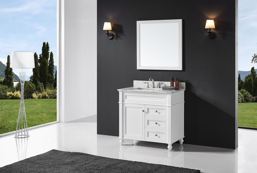 36" Single Bathroom Vanity Base, White