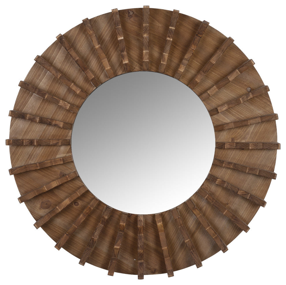 Tribal Wooden Round Wall Mirror