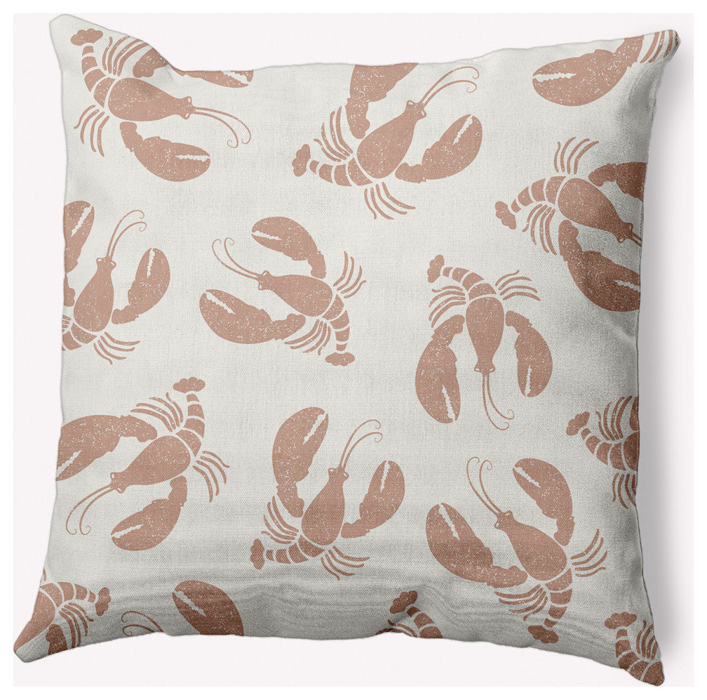 26x26" Lobster Fest Nautical Decorative Indoor Pillow, Mauve