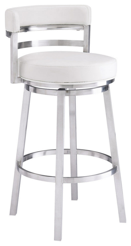Madrid Swivel Stool, White, 30"