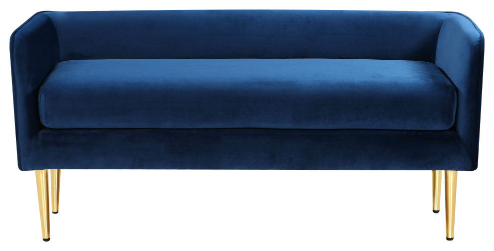 Audrey Velvet Upholstered Bench, Navy