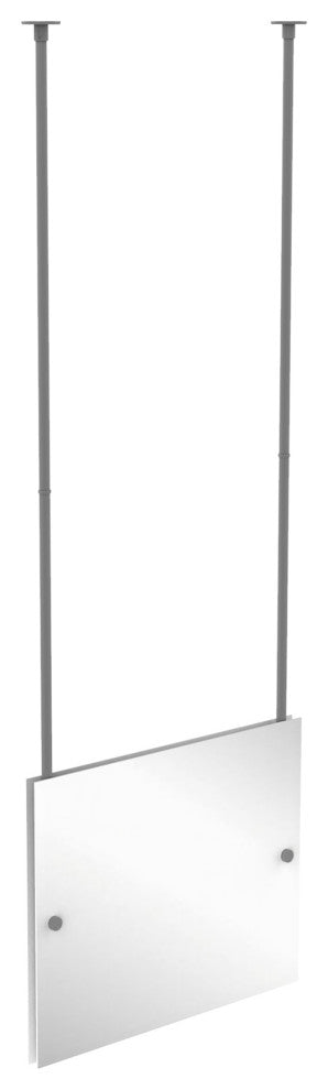Frameless Landscape Ceiling Hung Mirror with Beveled Edge, Matte Gray
