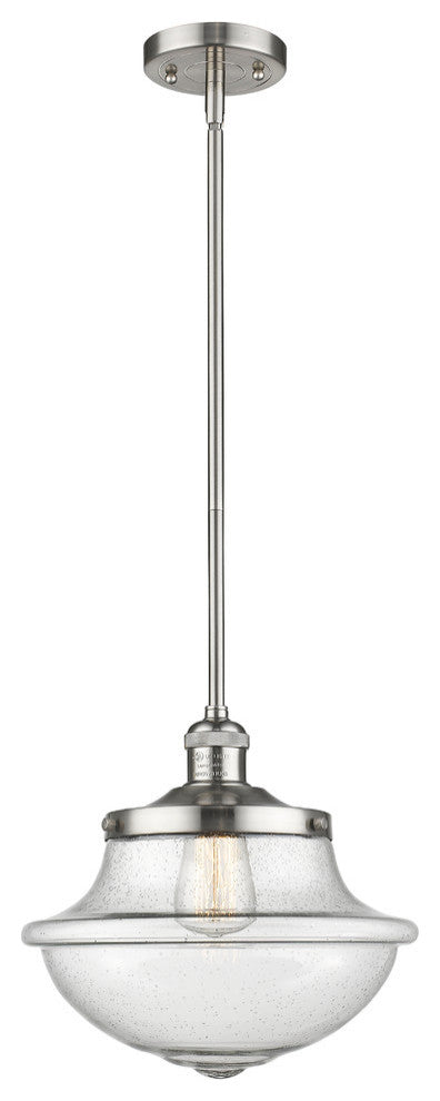 Large Oxford 1-Light Mini Pendant, Brushed Satin Nickel, Seedy