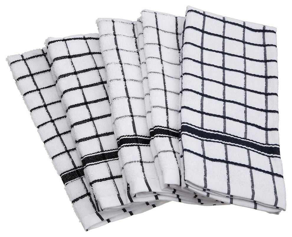 DII Windowpane Terry Dishtowel Black, Set of 4