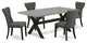 5-Piece Set, 4 Chairs and Table With Cement Color Table Top, Black