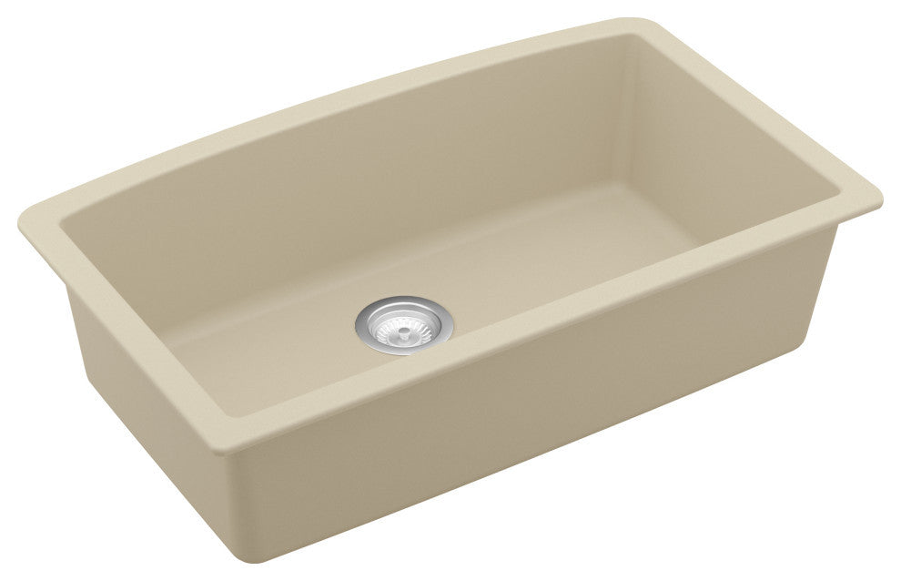 Karran Undermount Quartz Composite 32" Single Bowl Kitchen Sink, Bisque