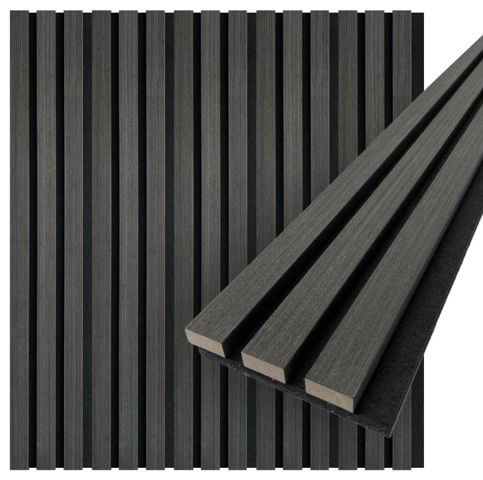 Acoustic Wood Wall Panels | Soundproof Paneling For Wall Decor, Charcoal, Pack of 6, Acoustica