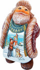 Hand Painted Scenic Santa With Child And Dog Making Snowman Figurine