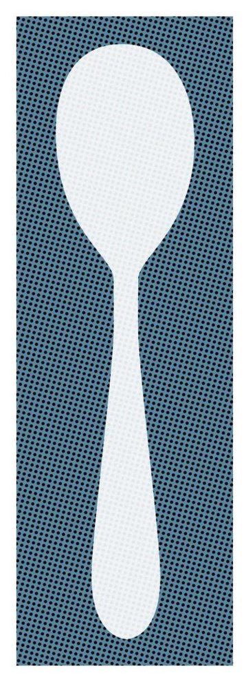 "Mealtime: White on Blue with Dots - Spoon" Paper Print by BG.Studio, 20"x56"