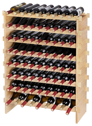 VEVOR Stackable Modular Wine Rack Bamboo Wood Display Shelf, 8 Tier, 72 Bottle