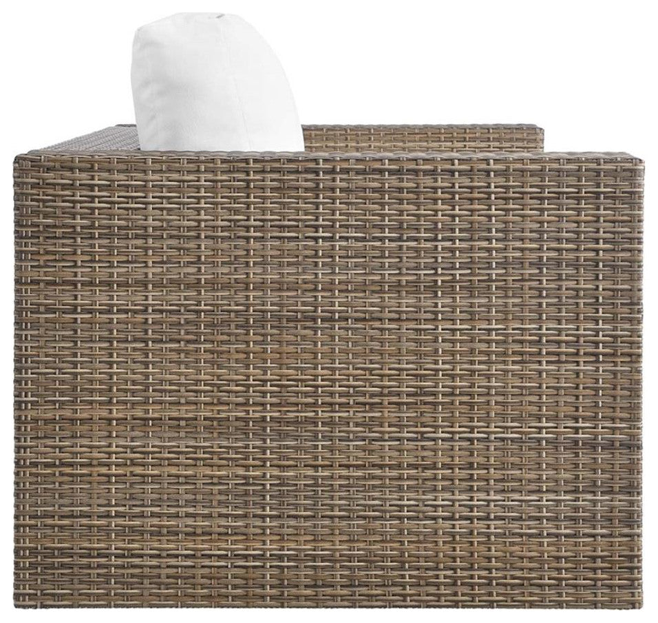 Modway Convene Outdoor Synthetic Rattan Loveseat in Cappuccino/White