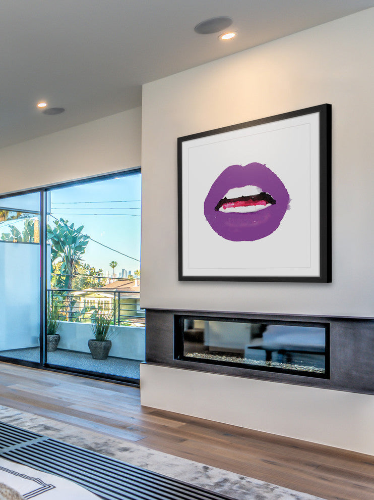 Marmont Hill, "Lips Colors Purple" by Amanda Greenwood Framed Painting, 12x12