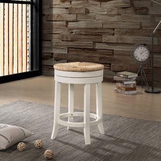 Irving 24" Swivel Rush Seat Counter Stool, Antique White