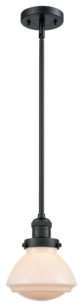 Olean 1-Light Mini Pendant, Matte Black, Matte White