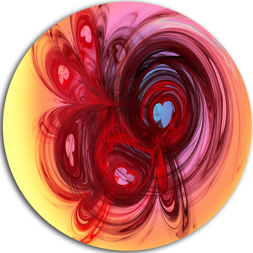 Waves Around The Hearts, Abstract Abstract Art Round Wall Art, 23"