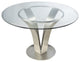 Unique Dining Table, Brushed Stainless Steel Finished Base With Round Glass Top