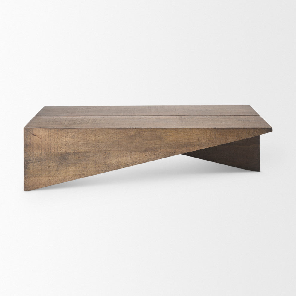 West Medium Brown Solid Wood Angled Coffee Table
