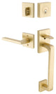 Emtek Baden Keyed Entry Modern Handleset, Helios Levers, Satin Brass, Dummy - Rh