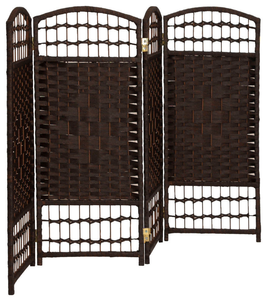 3 ft. Short Fiber Weave Room Divider Dark Mocha 4 Panels