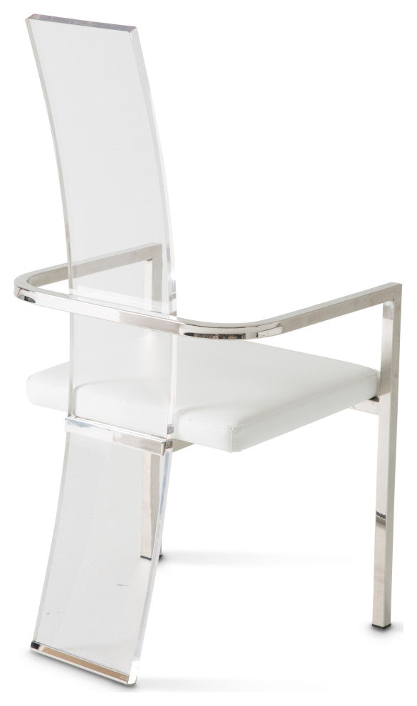 State St. Dining Arm Chair - Clear Acrylic/Off White