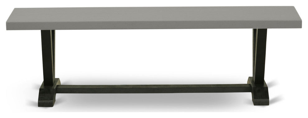 V-Style 15X60 In Dining Bench With Wirebrushed Black Leg And Cement Top Finish