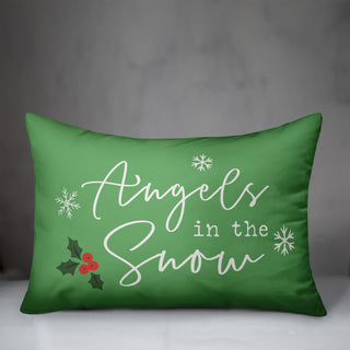 Light Green Angels, The Snow 20x14 Spun Poly Pillow
