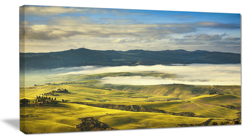 "Tuscany Farmland And Green Fields" Landscape Wall Art Print, 32"x16"