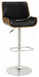 Faux Leather Adjustable Height Bar Stool, Black and Chrome