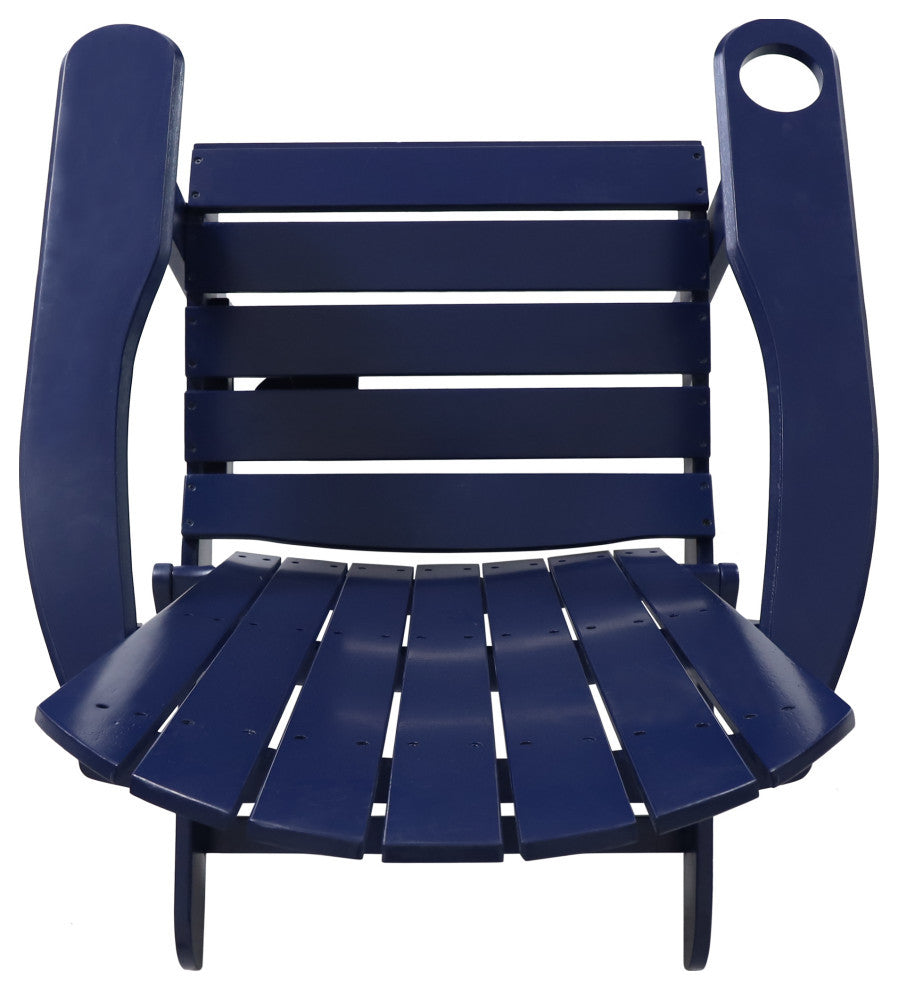 Javion Outdoor Acacia Wood Folding Adirondack Chairs, Set of 2, Navy Blue