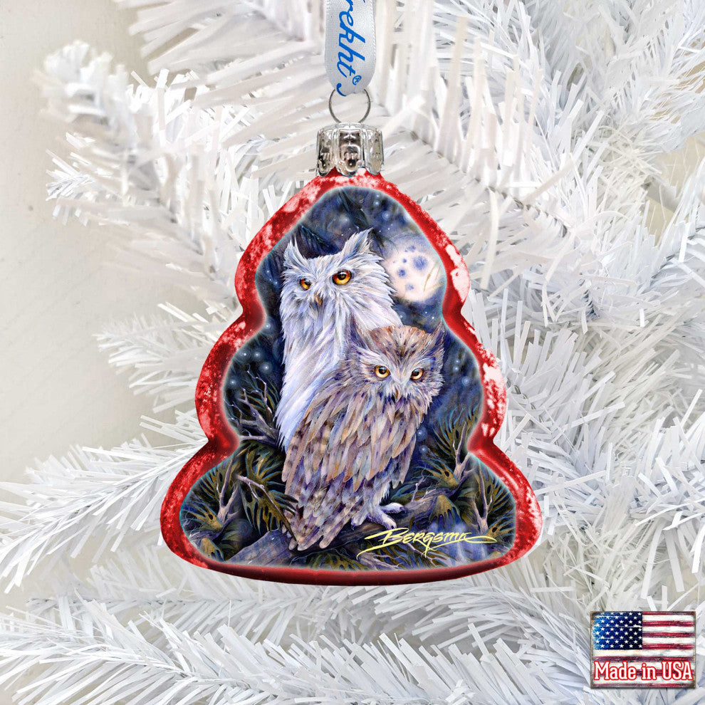 Night Watch Owls Mercury Glass Ornament