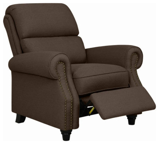 Brown Linen Push Back Recliner Chair