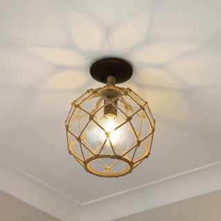Golden Lighting 1092-SF SD Haddoc 10"W Semi-Flush Globe Ceiling - Burnished
