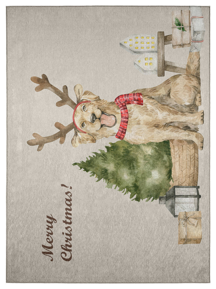 Indoor/Outdoor Wonderland WN8 Beige Machine Washable 5' x 7'6" Rug
